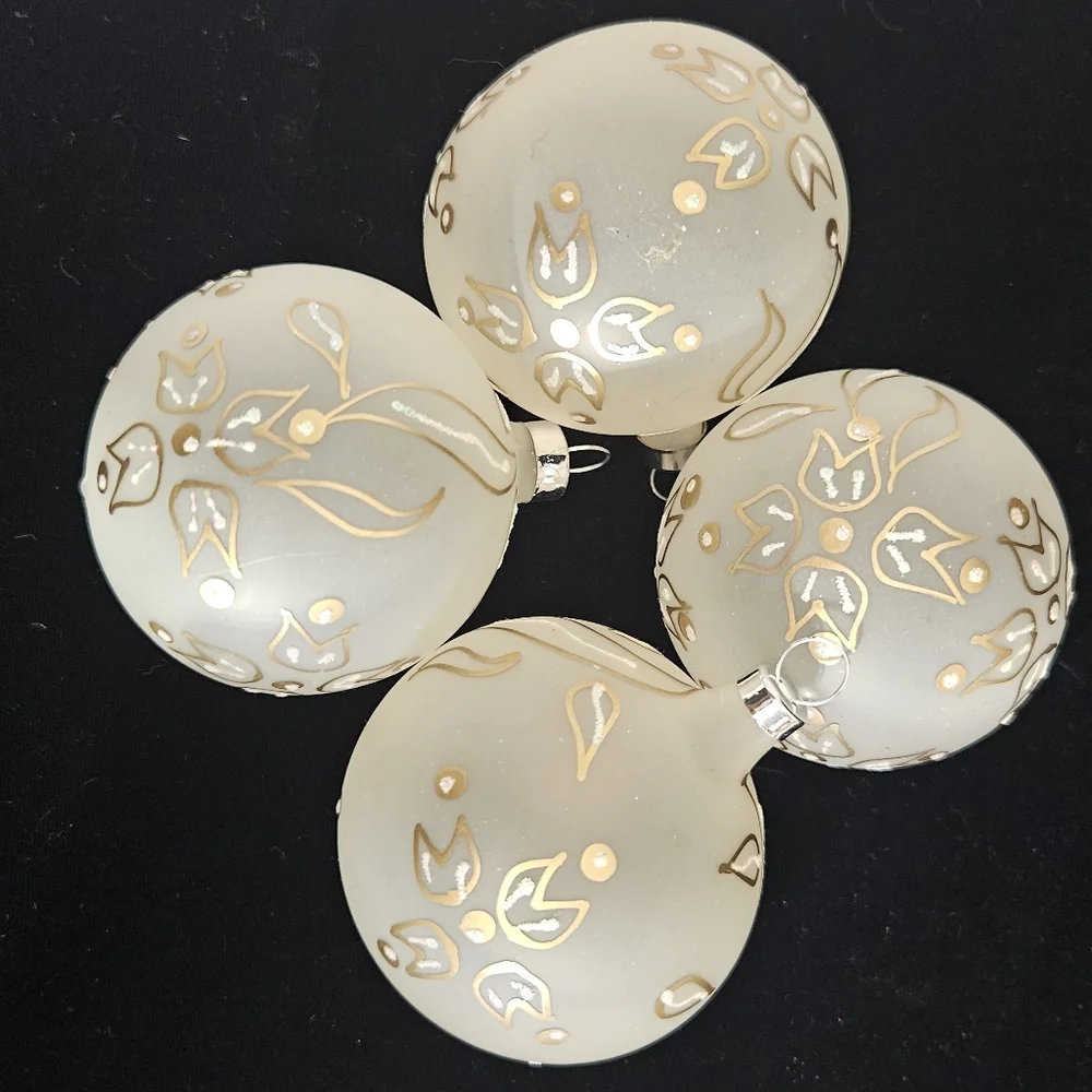 Victoria Collection Glass Ornaments Gold Floral Design Vitg. Rauch Original Box - Picture 3 of 6